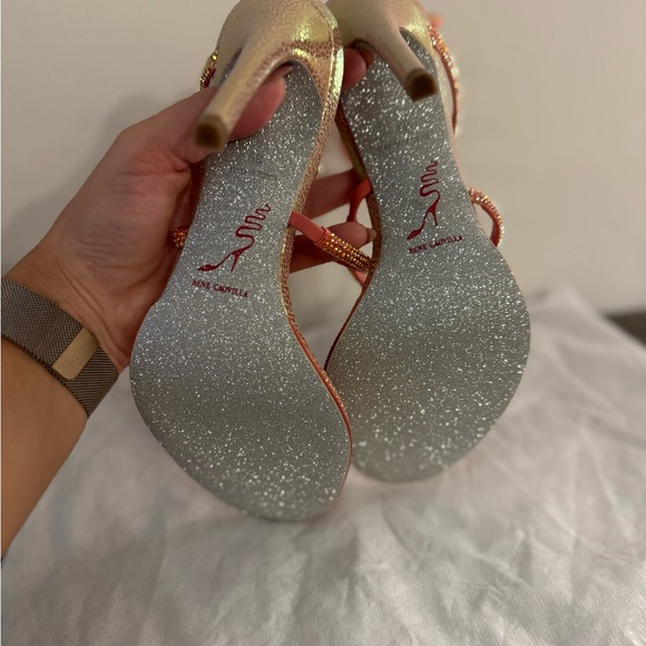 Rene Caovilla Pink and Gold Spiral Heels - Picture 4 of 8